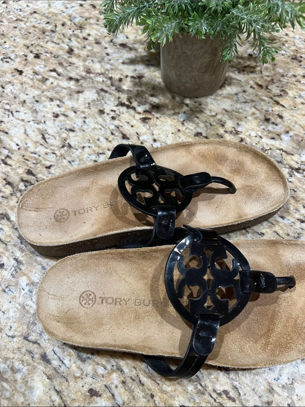 Tory Burch Black/Natural Miller Cloud Sandals 6M